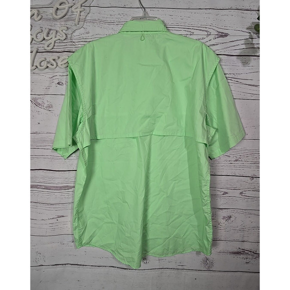 World Wide Sportsman Neon Green Vented Fishing Button Down Shirt Men's Size XL - Picture 2 of 6